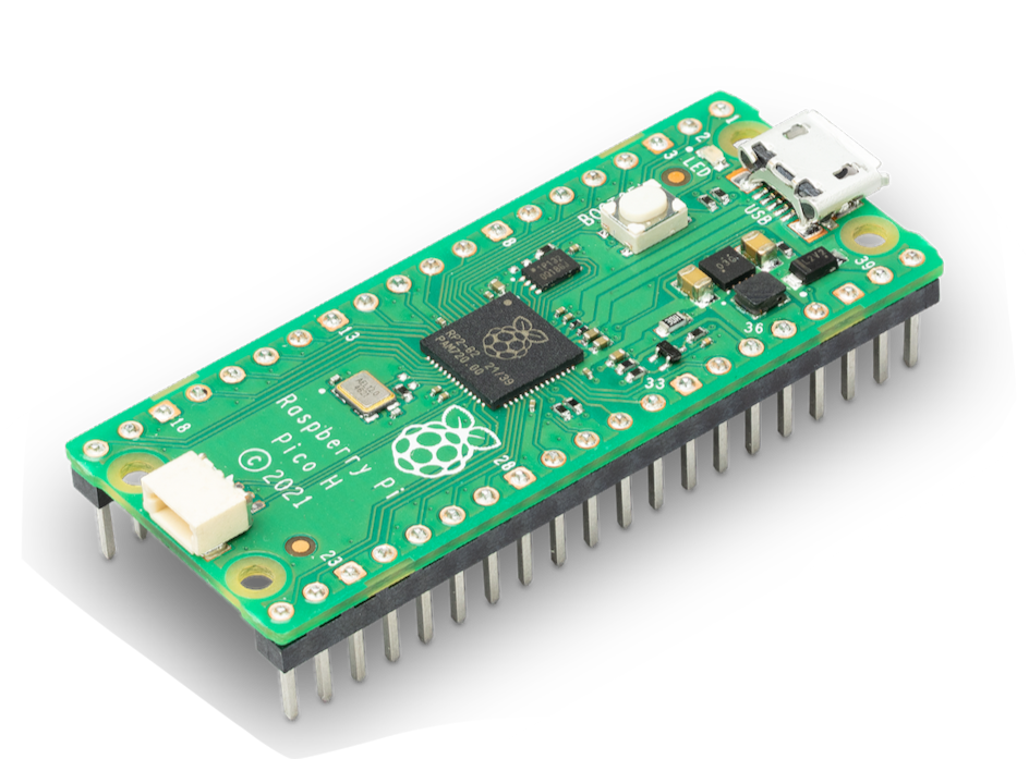Original Raspberry Pi Pico H, RP2040, pre-soldered headers; not Pico W or Pico 2