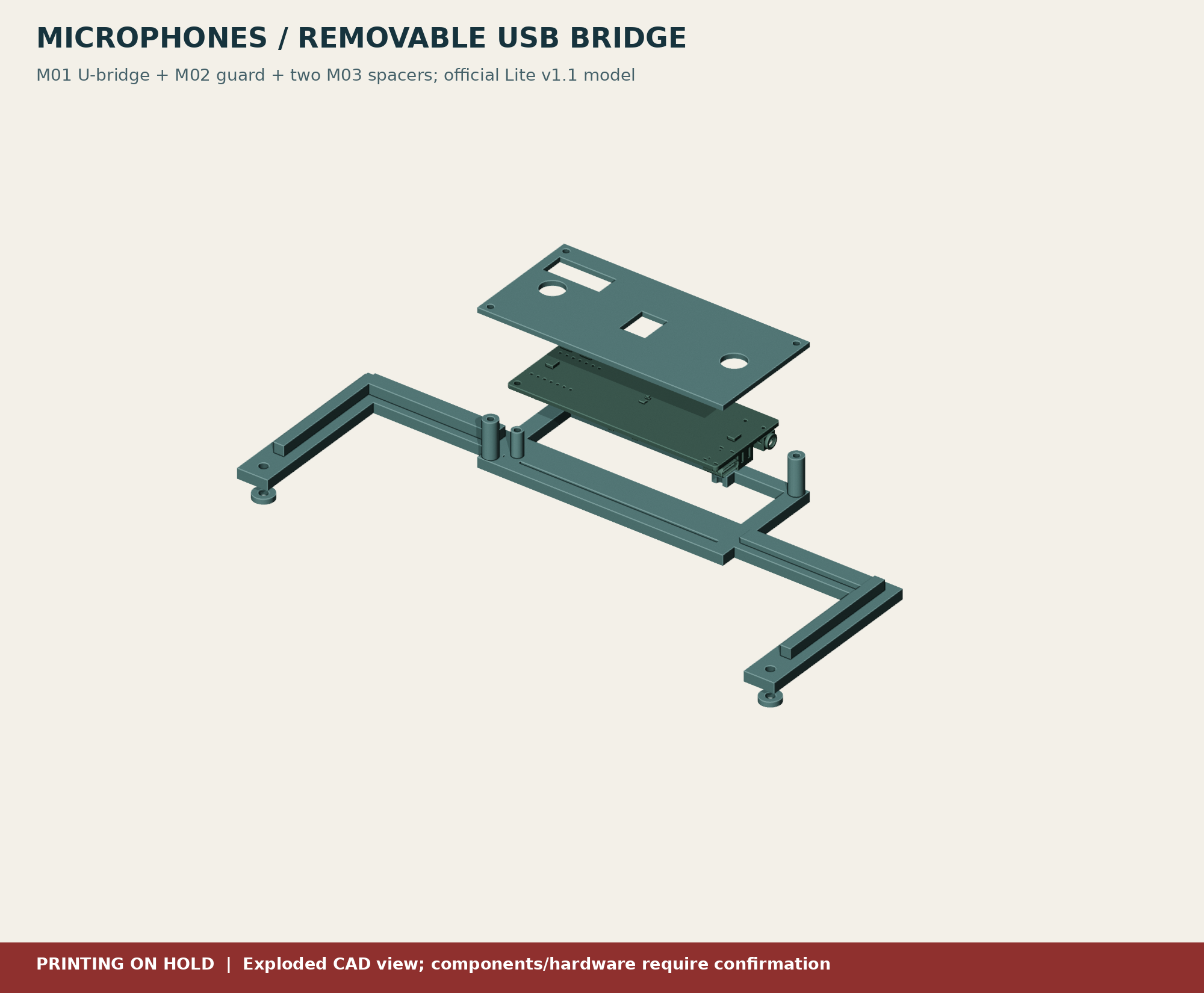 Microphone bridge exploded view from the checked CAD candidate